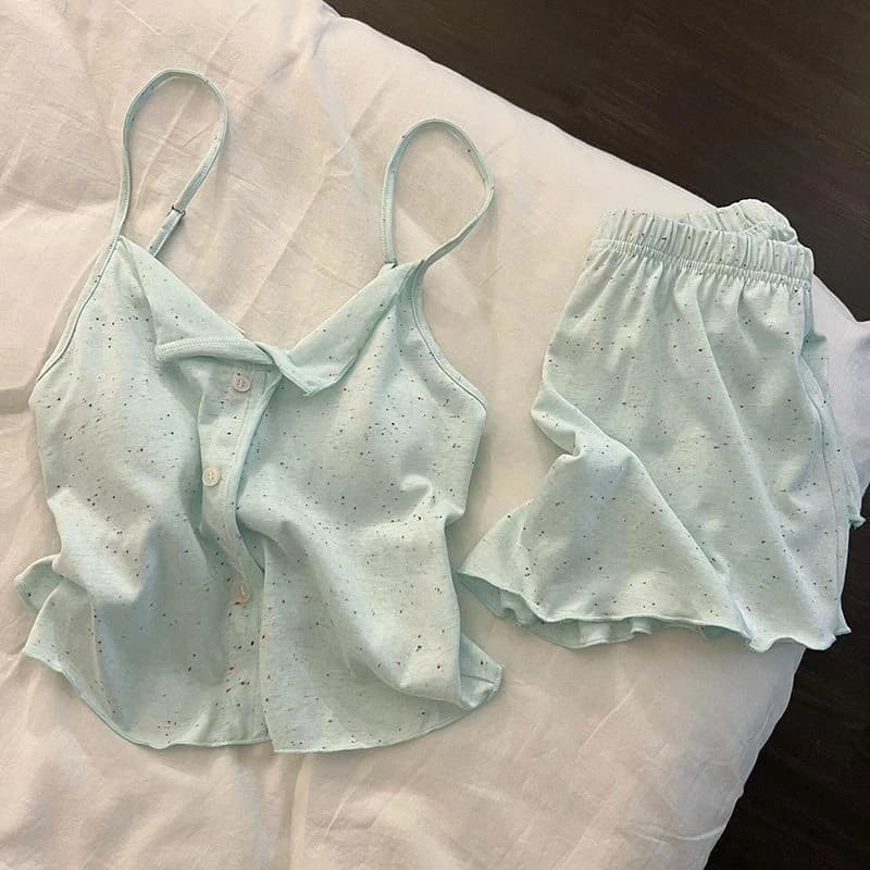 [Pre-Order]-Bộ Đồ Ngủ Nữ Sling Kích Thước Lớn, Màu Bạc Hà Ngọt Ngào, Thoáng Mát Cho Học Sinh