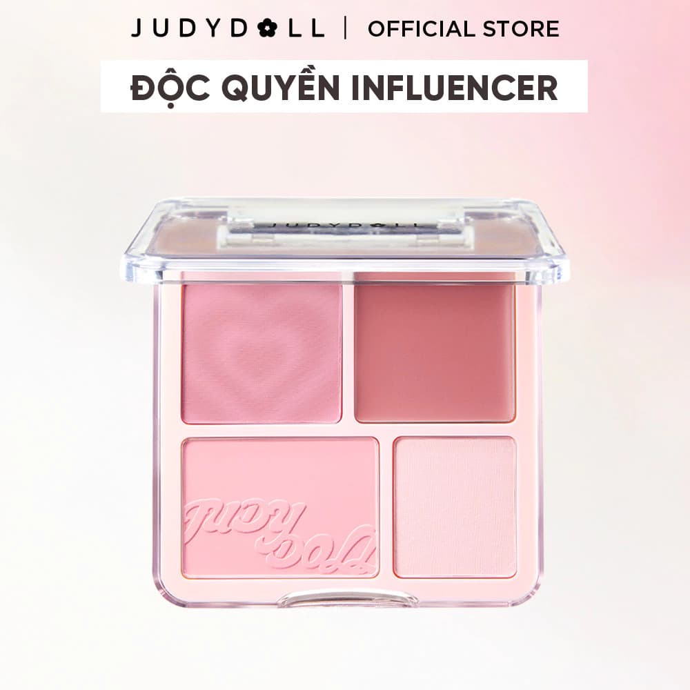 [CB INFLUENCER] Bảng Phấn Má Hồng & Bắt Sáng 4 Ô JUDYDOLL Blush & Highlight Palette Chất phấn + Má hồng kem Mềm mịn Tiệp da Lâu Trôi 9g