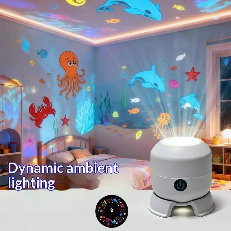 Đèn chiếu đại dương LED WOADA Xoay 360 độ Đèn ngủ USB năng động Làm dịu ánh sáng đầy màu sắc cho bữa tiệc gia đình Trẻ em VN