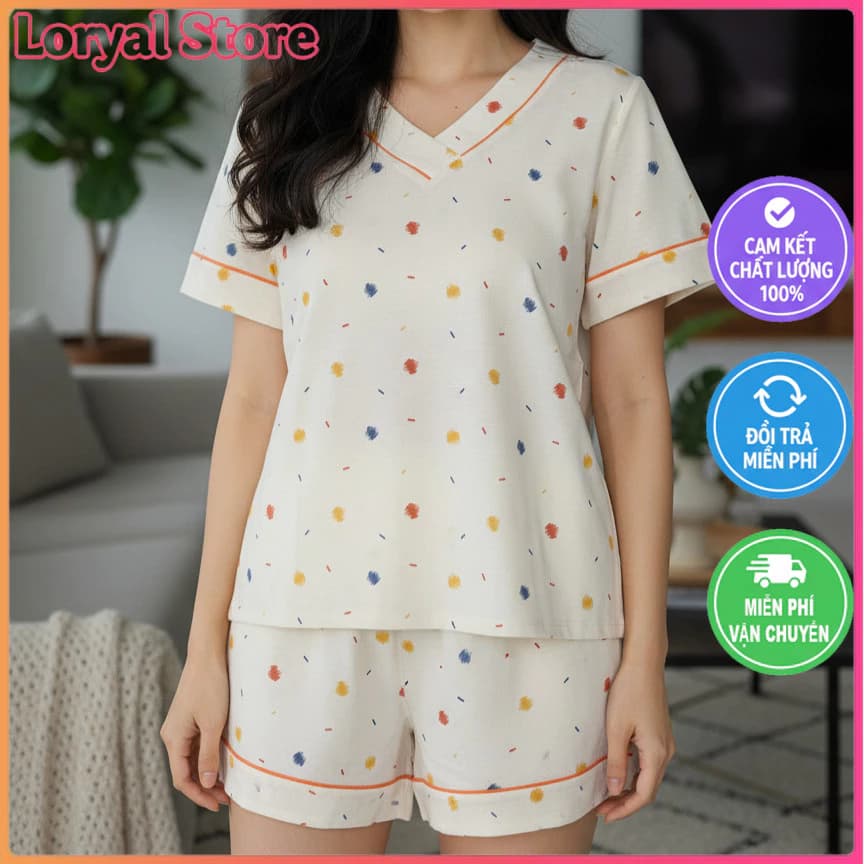 Bộ đồ ngủ nữ vải đũi hoạt hình dễ thương, thoáng mát, bộ đồ mặc nhà nữ phong cách hàn quốc