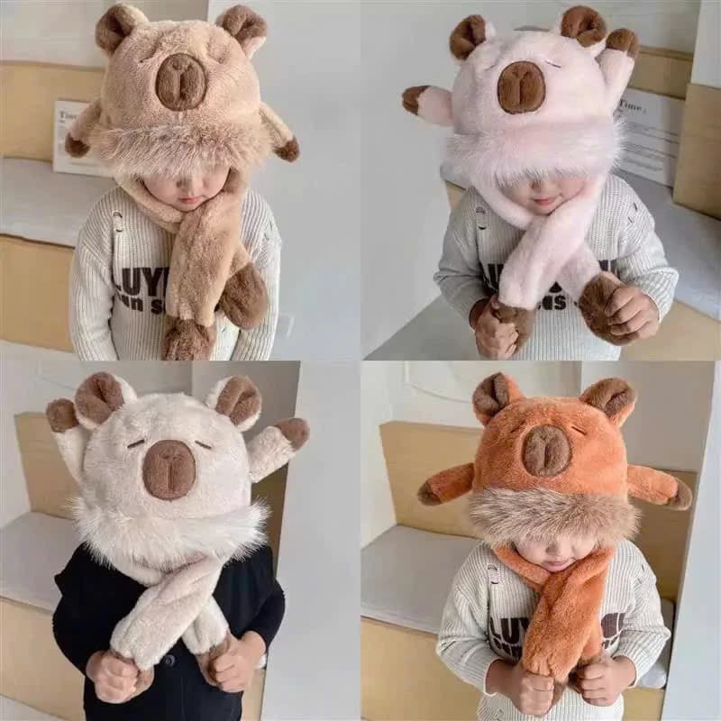 Mũ lông Capybara có tay bóp điều khiển giật tai bé nào cũng thích mê