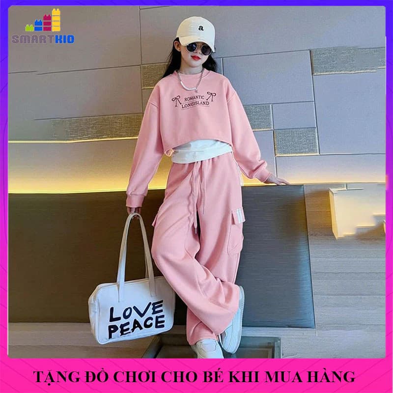 [18-50kg] Set 3 món quần áo thu đông bé gái, bộ đồ bé gái size 18-52kg mẫu RMT chất liệu nỉ. Bộ đồ dài tay bé gái