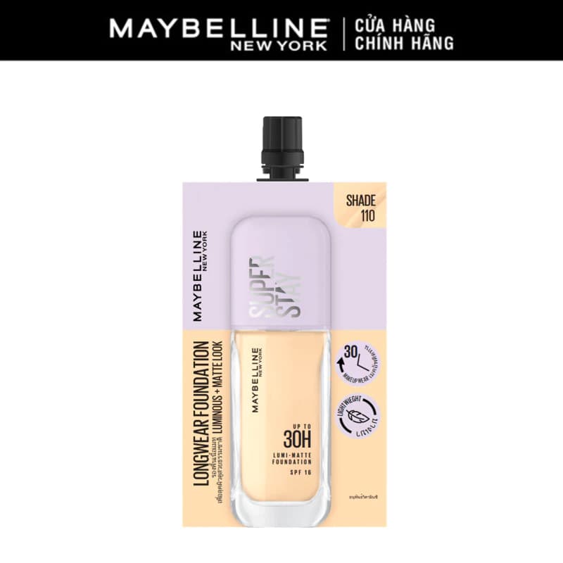 [QUÀ TẶNG KHÔNG BÁN] Kem nền bắt sáng Superstay Lumi Matte Dạng Gói 30H che phủ siêu nhẹ mặt Maybelline New York 5ml MỚI