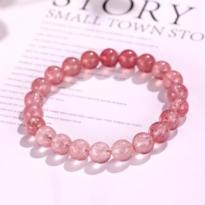 Vòng tay pha lê dâu tây đỏ dần 8mm