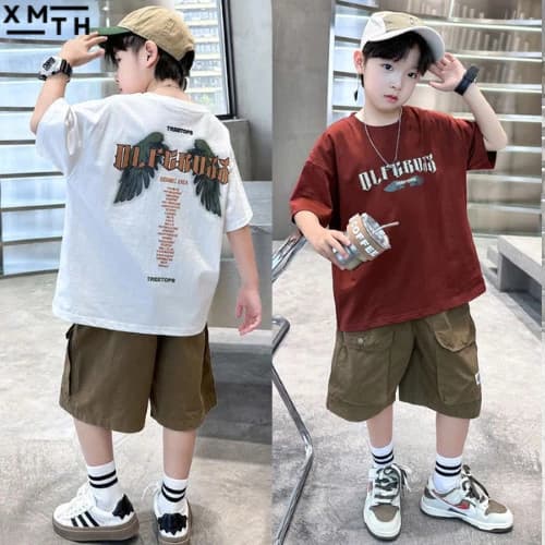 Bộ hè bé trai size đại 18-50kg, sét áo phông quần short kaki cho trẻ em, học sinh nam cấp 1,2 đi học, chơi, mặc nhà TR