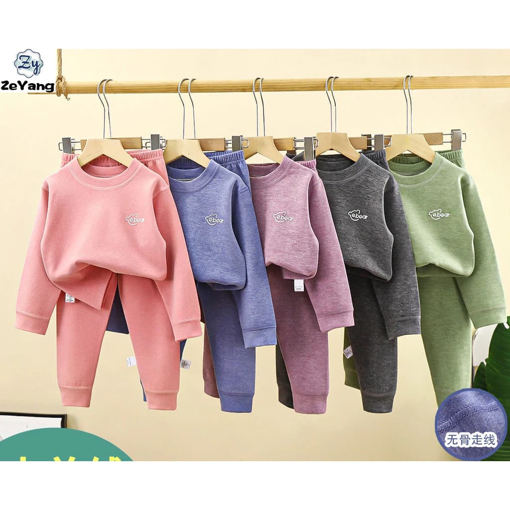 [ZY] 70-180 Hàng có sẵn Bộ đồ lụa dâu tằm cho trẻ em Bộ đồ ấm áp thông thường Thu đông Quần áo mùa thu Quần dài Quần áo trẻ em Thời trang áo trẻ em Vận chuyển nhanh