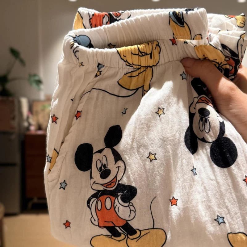 Cotton Gạc Pyjama Quần Lỏng Lẻo Mềm Có Túi Quần Nhà