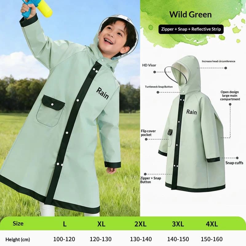 Áo mưa trẻ em có mũ trùm đầu plus-Sized Schoolbag Thiết kế kéo dài không thấm nước