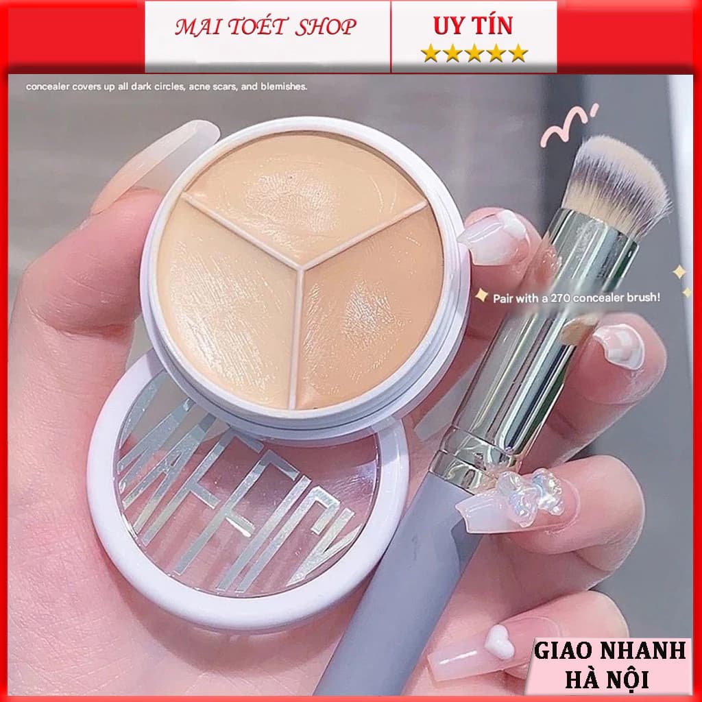 Bảng Kem Che Khuyết Điểm  MAFFICK 3 Màu Che Phủ Quầng Thâm Mắt Che Khuyết Điểm Mặt Tiện Lợi