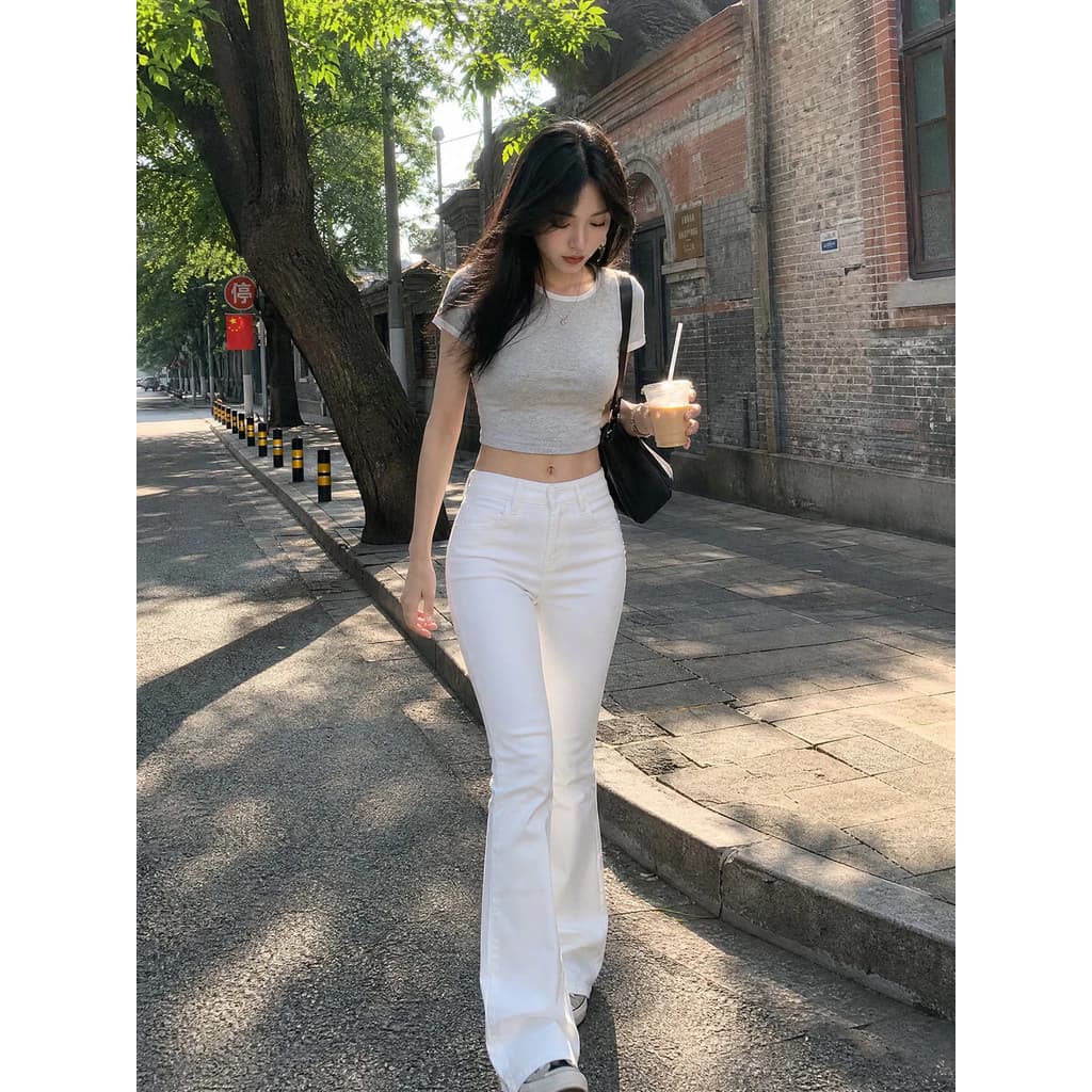 Women's Stretch Jeans 2026 New Slim Fit Slim High Waist Bootcut Mopping Jeans Flared Pants