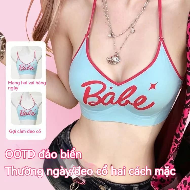 Áo ngực dây mảnh kiểu Mỹ: Cổ yếm nâng ngực nhỏ, lưng khoét chữ U lớn, dây chéo sau lưng tạo dáng đẹp