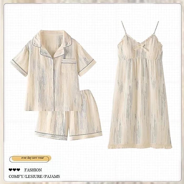 Một Người Đàn Ông Và Một Người Phụ Nữ Mùa Hè Quần Short Tay Ngắn Bộ Đồ Ngủ Cặp Đôi Cho Nữ 2026 Váy