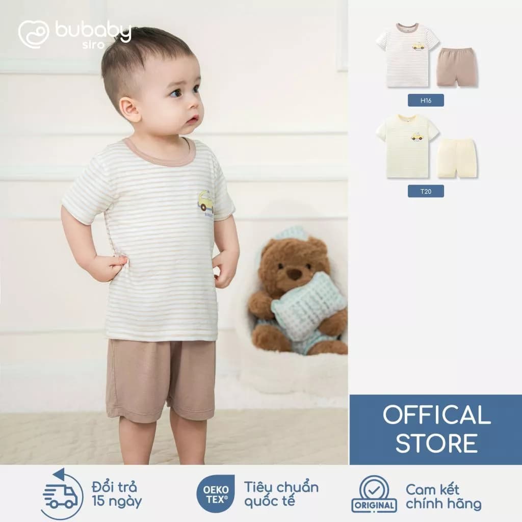 BU Baby Bộ cộc tay Timmy vải Siro thoáng mát, bộ đồ trẻ em | Quần áo trẻ em cao cấp | IVS1304TM
