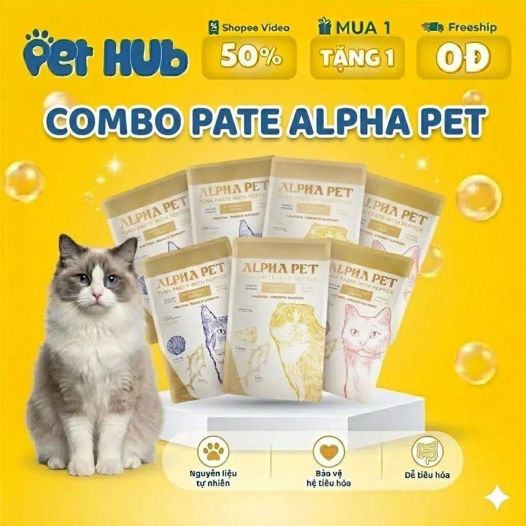 [COMBO 20-10-5] Pate Peptide Alpha Pet Cá Ngừ Cho Mèo 60g - 8 Vị Topping Dinh Dưỡng