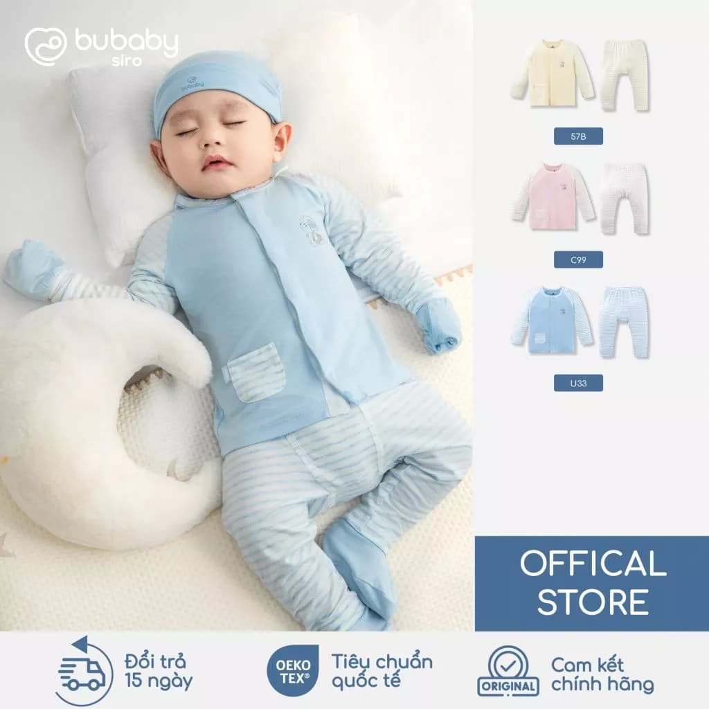 BU Baby Bộ dài tay cài giữa Sweet Puppy vải Siro, bộ newborn | Quần áo trẻ em cao cấp | IVS110200