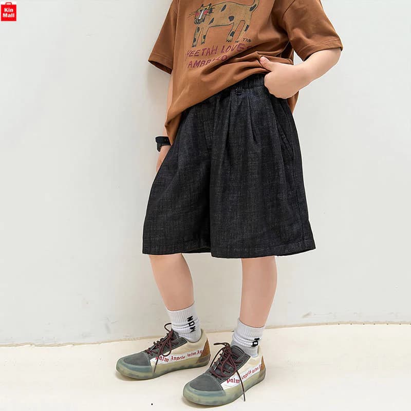𝙉𝑬𝙒 2026 (17-49kg) Quần Short Jeans Mùa Hè Ambbkids Phong cách Hàn Quốc Cho Bé Trai, KinMall
