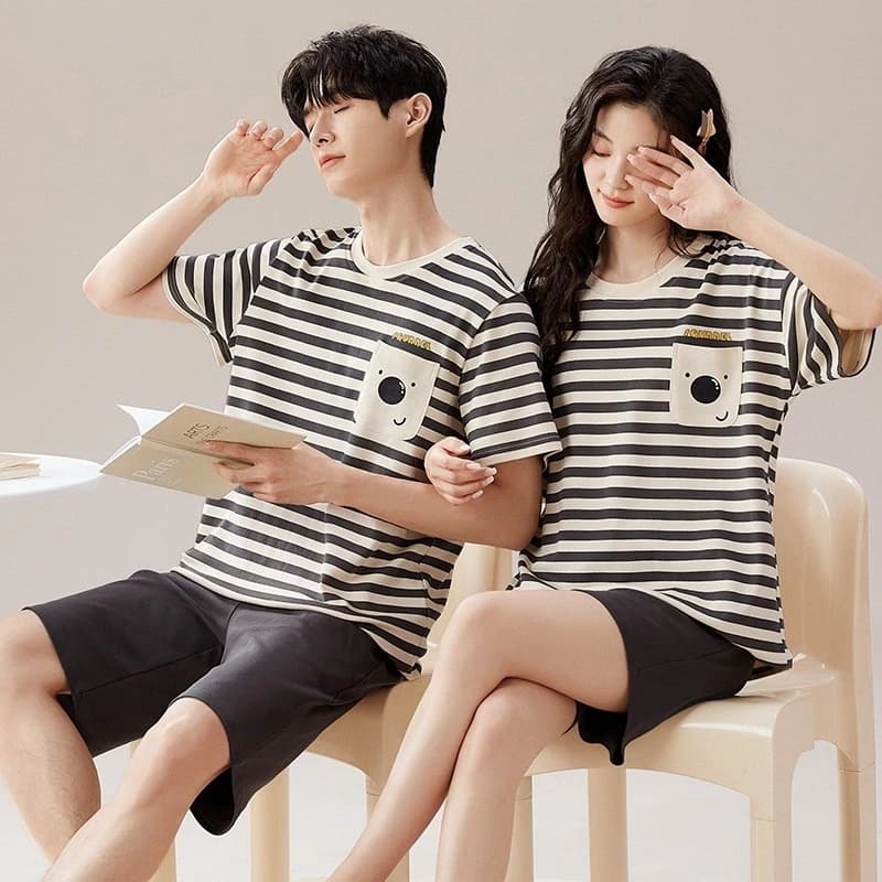 Bộ Đồ Ngủ Cặp Đôi Bộ Đồ Ngủ Nữ Bộ Đồ Ngủ Nữ Homewear Quần Short Tay Ngắn Cổ Tròn Bộ Đồ Hai Mảnh Phong Cách Mỏng Mùa Hè Ngọt Ngào Hoạt Hình Dễ Thương Bộ Đồ Thể Thao Thoải Mái Mát Có Thể Mặc