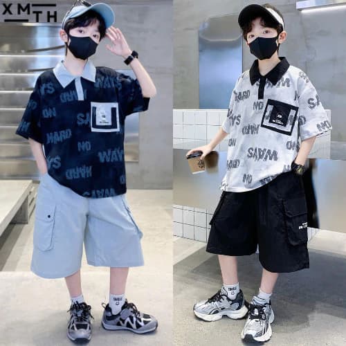 Đồ bộ hè bé trai, áo polo cotton quần đùi short kaki đẹp size đại 18-50kg cho học sinh nam 6-14 tuổi mặc đi học,chơi HAD