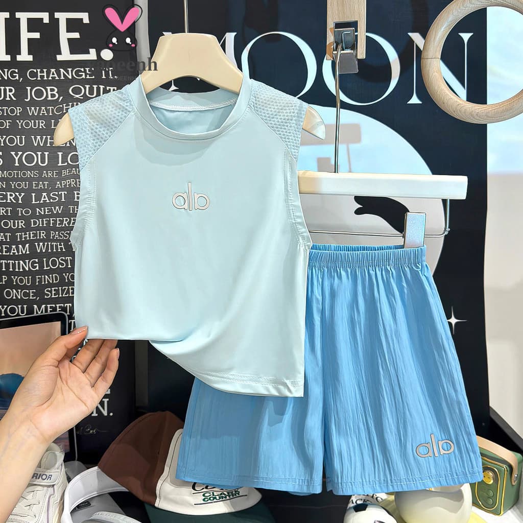 【YAOEENH】Bộ áo Vest gạc khô nhanh dành cho trẻ em 80-160CM Bộ áo Vest gạc không tay màu băng phong cách mỏng giải trí thể thao Bộ hai mảnh có sẵn Giao hàng nhanh