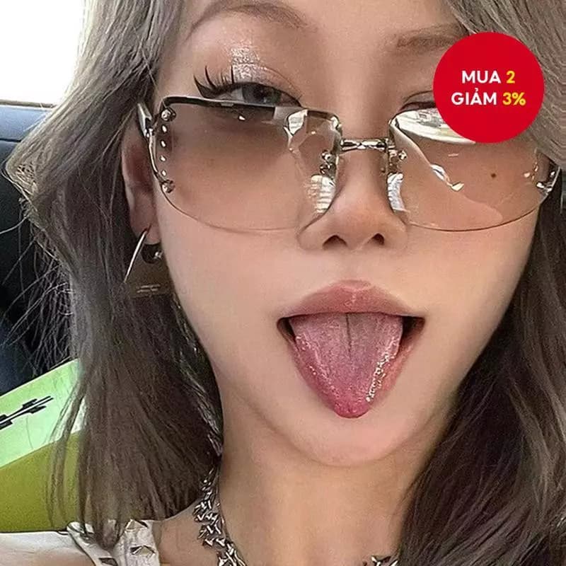 Kính Mát Kim Cương Y2K Nữ Kính Chống Nắng Không Vành Gợi Cảm UV400 Phong Cách Ngoài Trời Kính Mắt Thời Trang Sắc Thái
