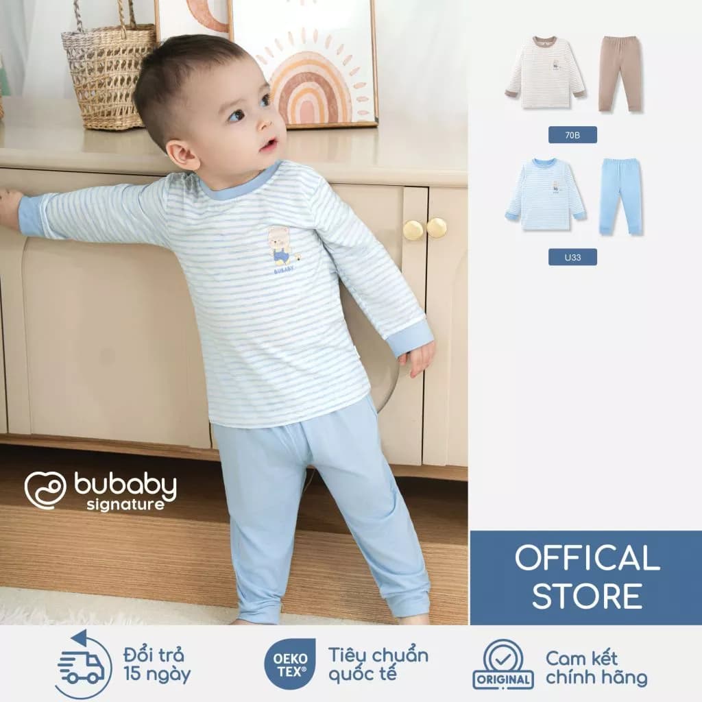 BU Baby Bộ dài tay Signature - N họa tiết gấu, bộ đồ trẻ em | Quần áo cao cấp mềm mịn | SVS110400