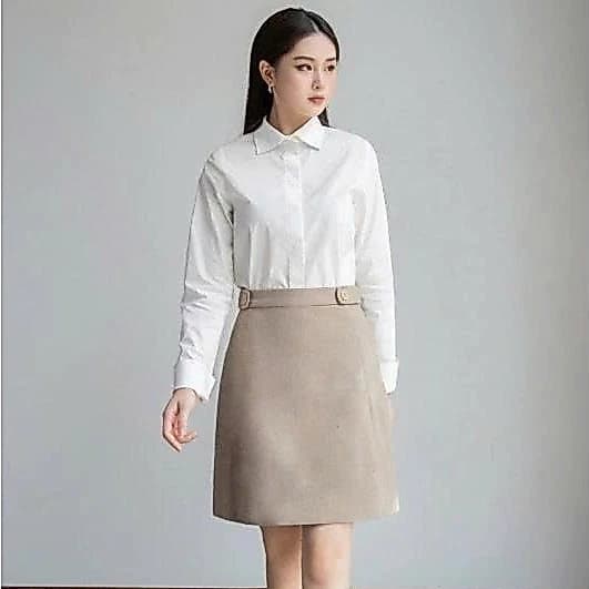 Chân Váy Nữ JASEY Dáng A Cạp Cao Che Bụng Phối Khuy Thanh Lịch Chất Dạ Mịn Mềm Mại 5534