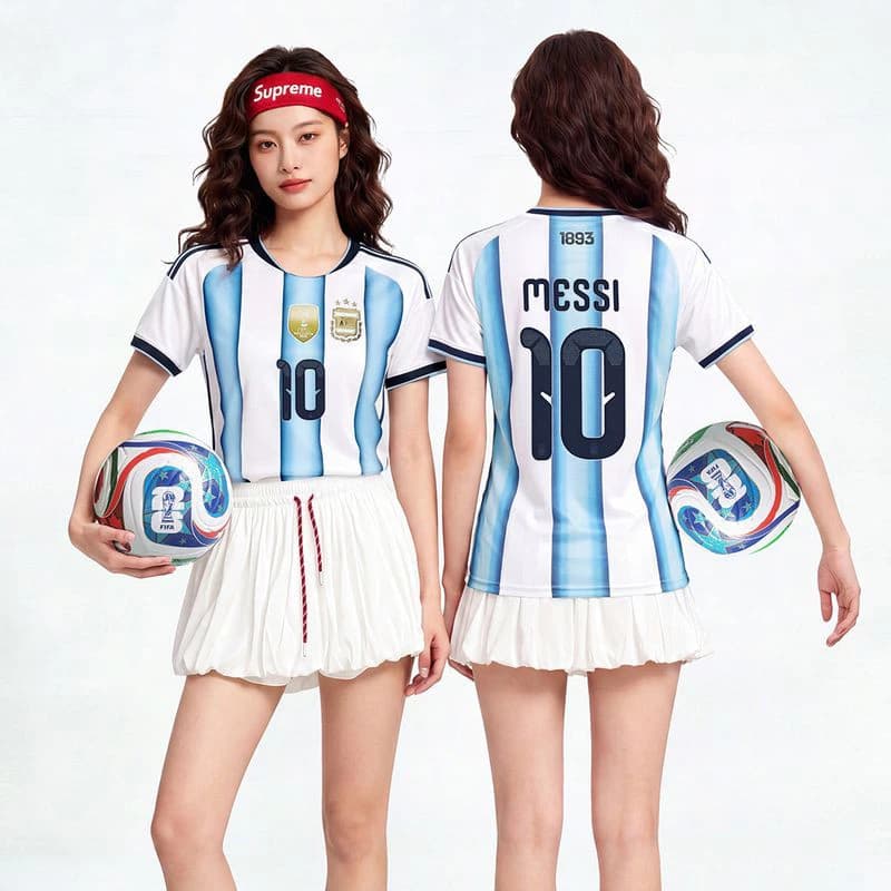 Áo thun nữ Argentina Jersey 2026 World Cup Massey Support Jersey