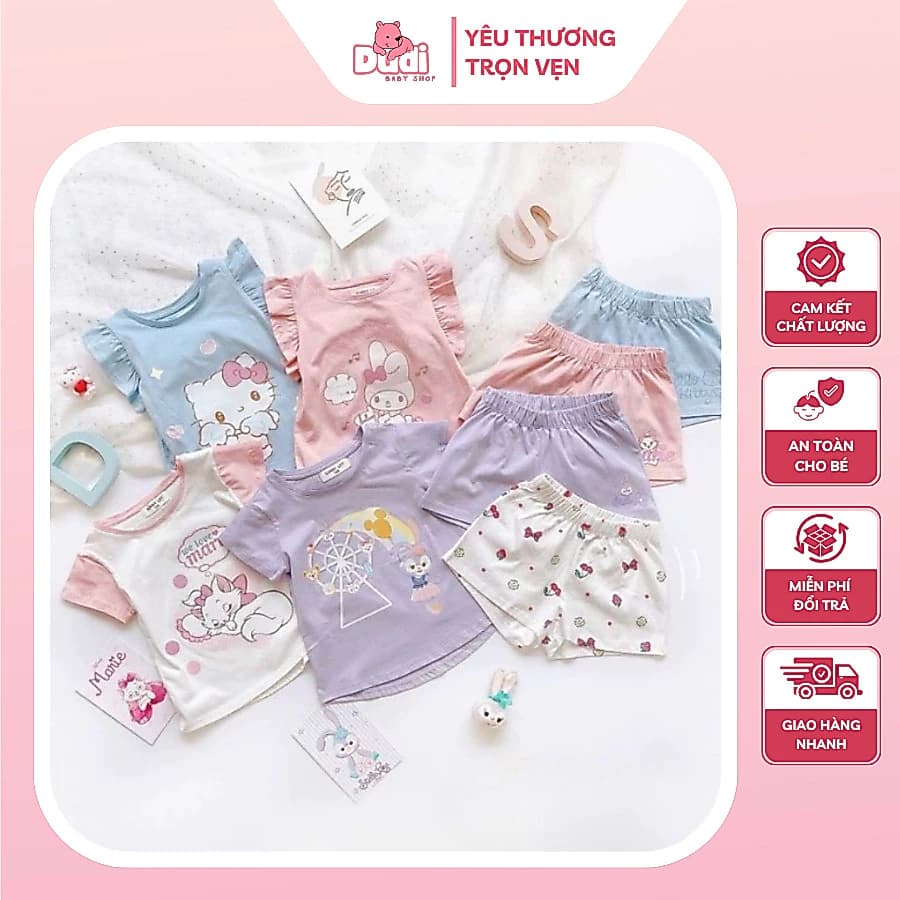 Bộ Đồ Ngắn Tay Mùa Hè Xinh Xắn Đáng Yêu Mát Mẻ Dễ Chịu Cho Bé Gái Từ 2-6 Tuổi QAR-003