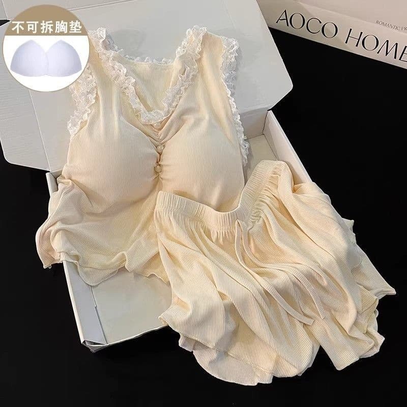[Pre-Order]-Bộ Đồ Ngủ Ren Có Miếng Lót Ngực, Thoải Mái và Gợi Cảm Hàng chuẩn QC