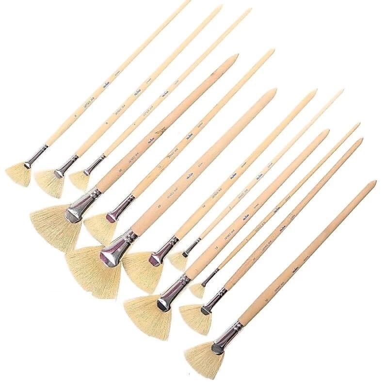 Cọ vẽ tranh sơn dầu acrylic ANGEL MARK dạng quạt mẫu 2-20 tùy chọn màu trắng chuyên nghiệp tiện lợi