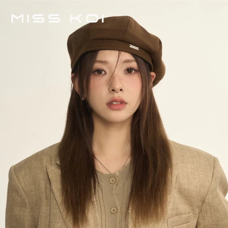 MISSKOI Beret Nữ Phong Cách Mới Mũ Nữ Hình Bát Giác Mũ Phong Cách Mùa Đông Mặt Xuất Hiện Nhỏ Mùa Đông Họa Sĩ Mũ Xuân Thu Phong Cách Newsboy Mũ