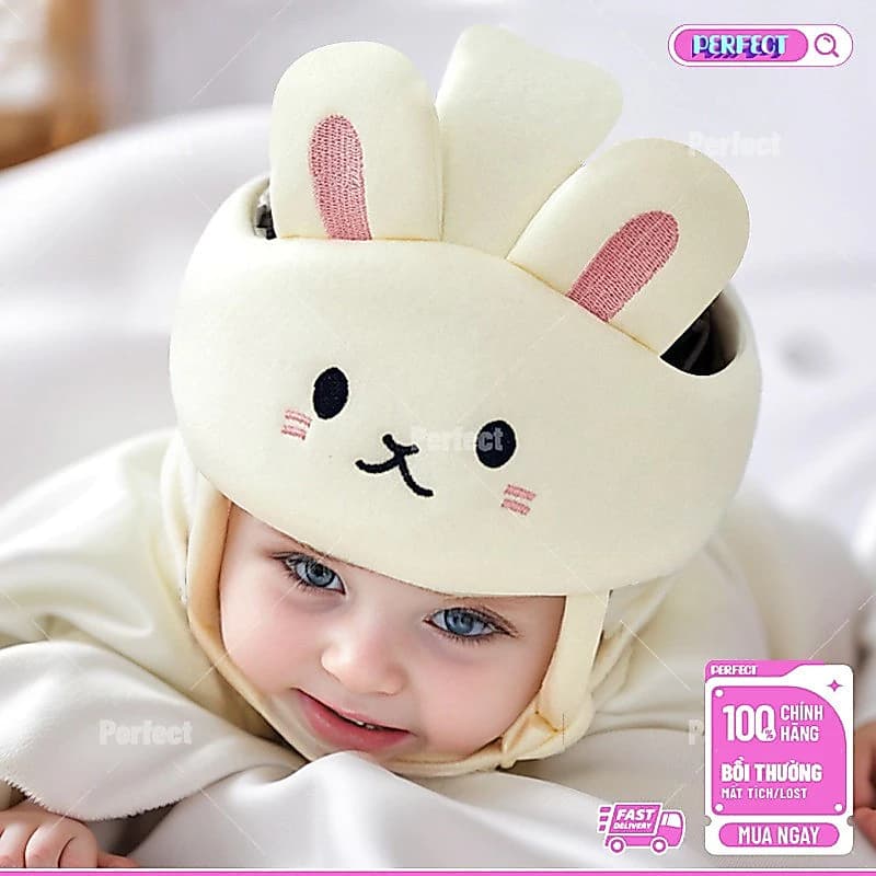 Mũ bảo vệ đầu cho bé, mũ chống va đập, mũ tập đi an toàn, họa tiết dễ thương, lưới thoáng khí