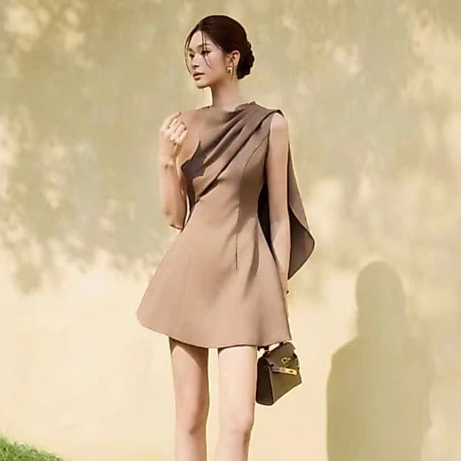 Đầm nữ dáng ngắn chất cotton thời trang dự tiệc basic - ALEX