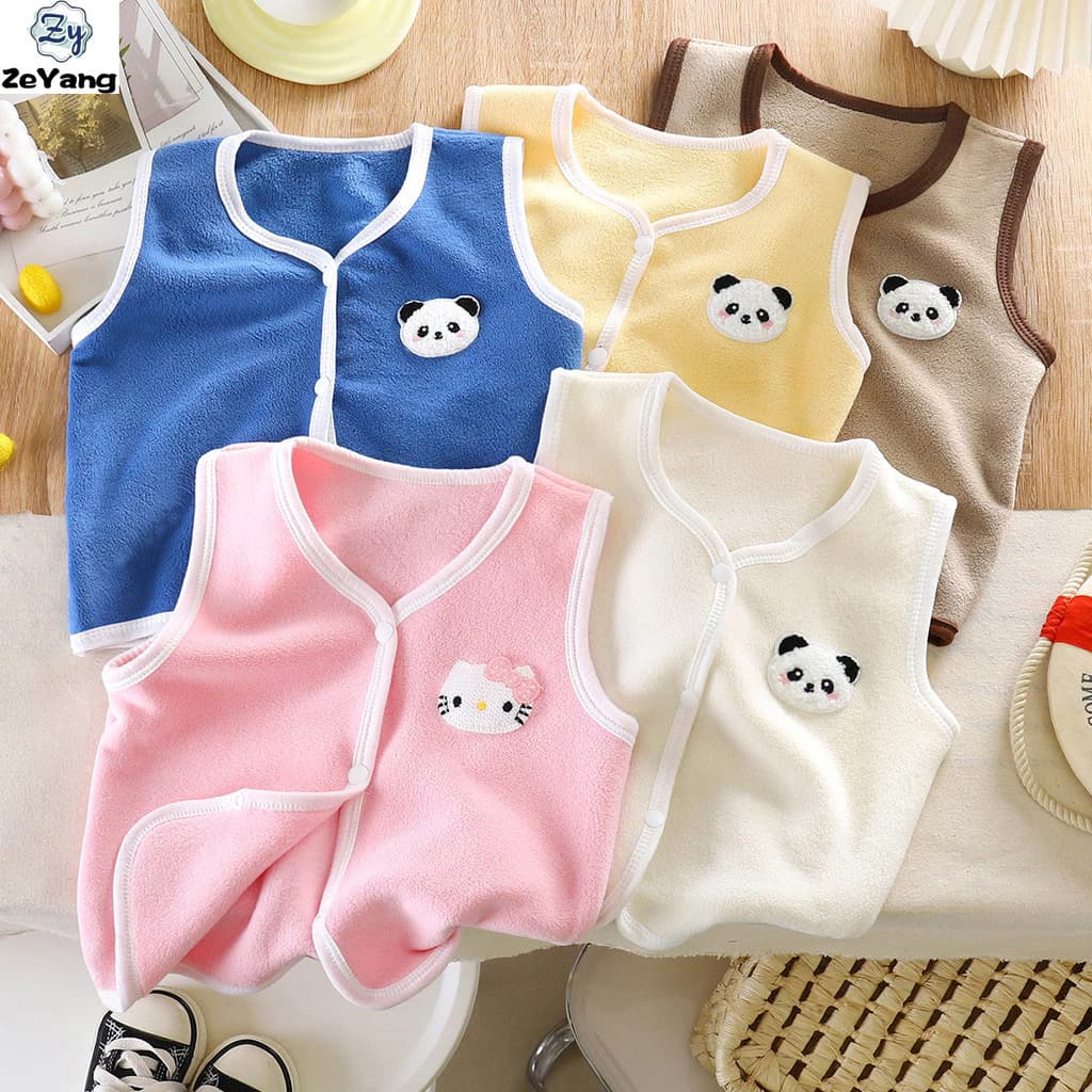 [ZY] 60-150 Hàng có sẵn Áo khoác lông cừu cho trẻ em Áo vest dày thông thường Thu đông Áo ghi lê cho bé Quần áo giữ nhiệt Thời trang phù hợp Quần áo trẻ em Vận chuyển nhanh