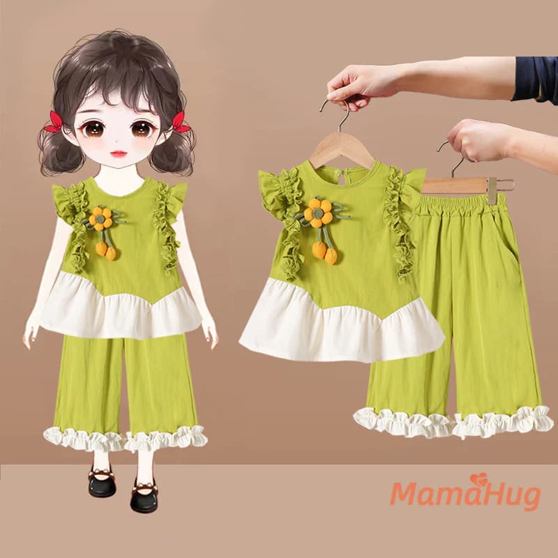 2026 Mới Cho Bé Gái Trang Phục Mùa Hè Áo Vest Không Tay Có Tay Lông Tơ Phong Cách Hàn Quốc Bộ Hai Mảnh Coord Cho Bé Tập Đi Nhà Thờ Chụp Ảnh Đi Biển Trang Phục Kỳ Nghỉ Thời Trang Trẻ Em Mặc