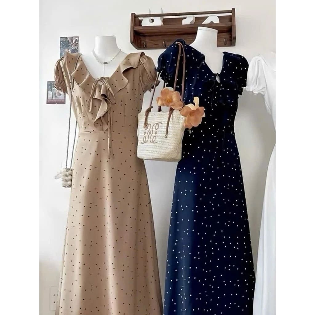 ĐẦM Maxi Chấm Bi Phối Bèo Đơn Giản Mà Đẹp Có BIGSIZE ĐẾN XXL  NY NA STORE