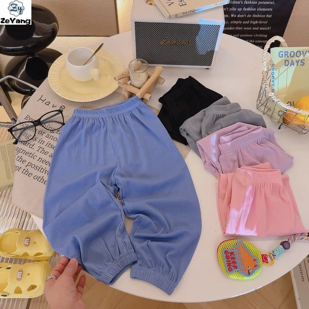 [ZY] 80-160 Hàng có sẵn Quần lụa băng cho trẻ em Quần thông thường Quần chống muỗi cho bé legging màu trơn phù hợp áo trẻ em thời trang