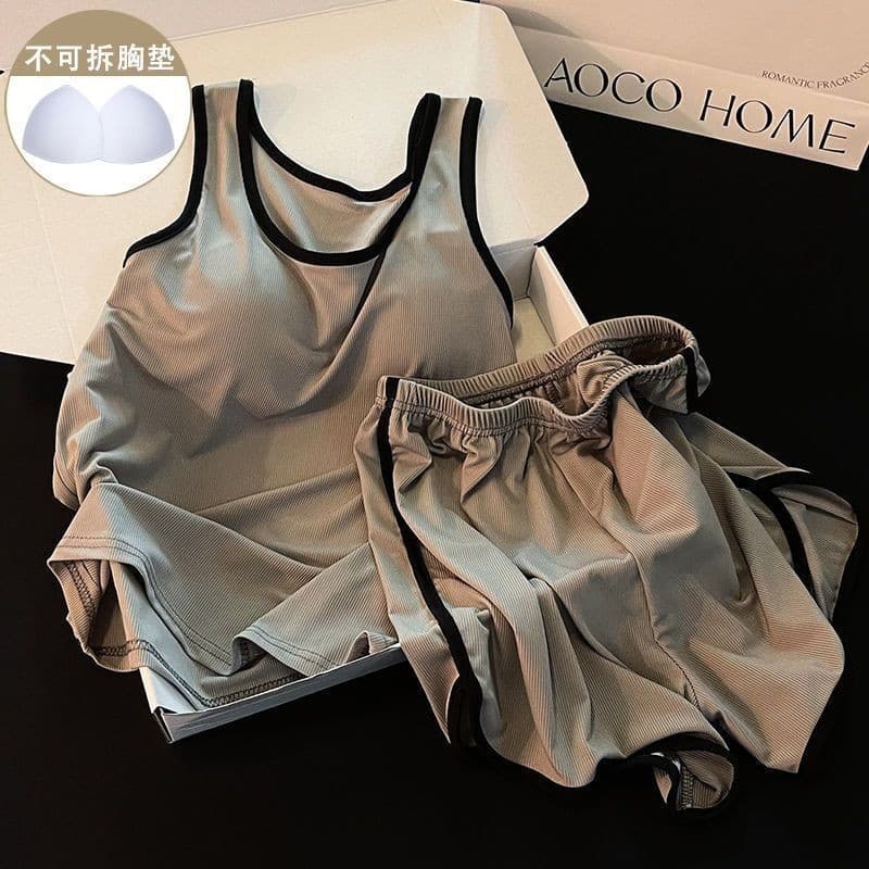 [Pre-Order]-Bộ Đồ Ngủ Hàng Năm Áo Vest Tay Ngắn Sling Miếng Lót Ngực Đơn Giản Cao Cấp Đồ Gia Đình chuẩn hàng qc