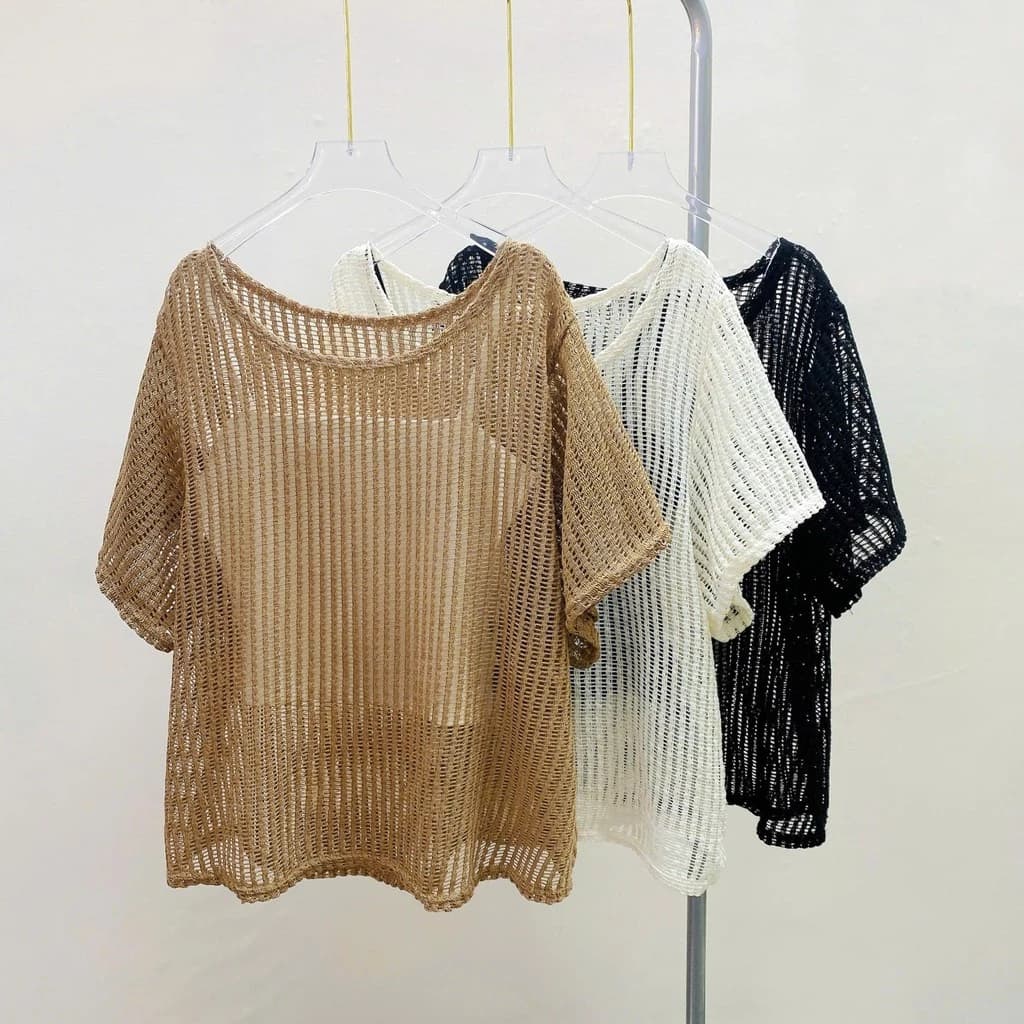 Áo Lưới Bigsize Nữ Ngắn Tay Cổ Tròn Phối Áo Dây Croptop Bên Trong  Mùa Thu Siêu Xinh 50-92kg- A318+G118