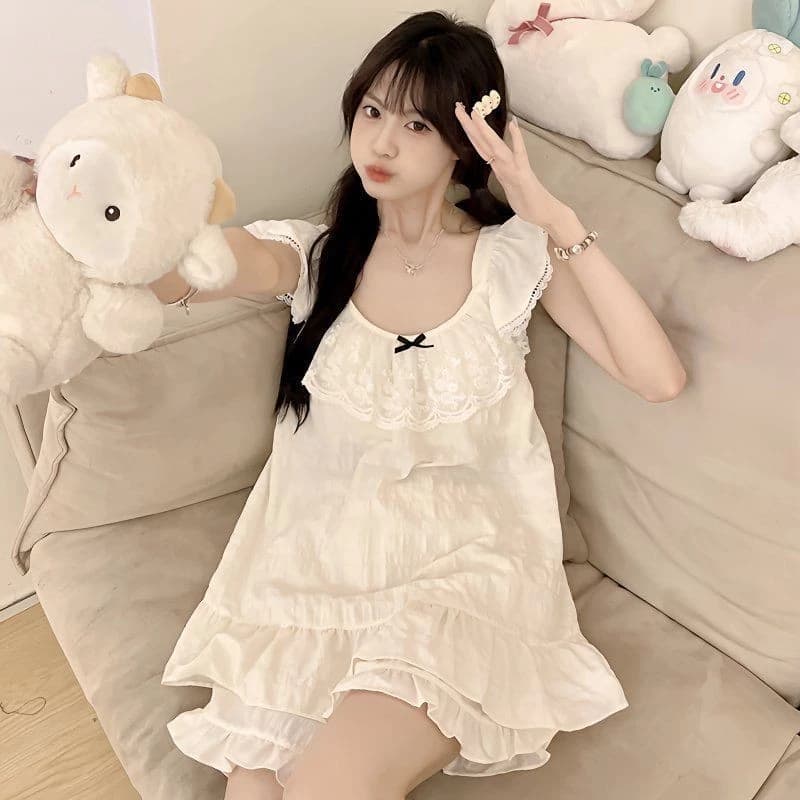 [-Order]-Bộ đồ ngủ mùa hè cỡ lớn kiểu quần short dễ thương, bộ áo camisole mùa hè, trang phục ở nhà cho phụ nữ