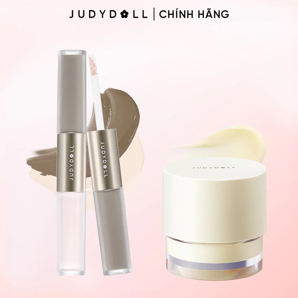 Combo 2: Kem Tạo Khối Bắt Sáng & Kem Lót Dưỡng Ẩm JUDYDOLL Highlighting Duo 4.8g & Makeup Base 30g