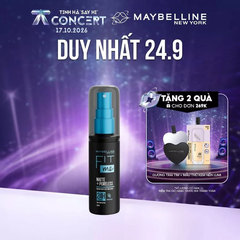 Xịt cố định lớp trang điểm FIT ME MATTE+PORELESS INSTANT MATTE SETTING SPRAY MAYBELLINE NEW YORK