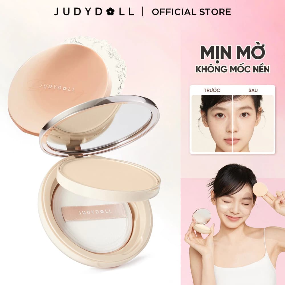 Phấn Nén JUDYDOLL Soft & Velvet Matte Mịn mờ Che phủ Kiềm dầu Phấn phủ Không khô da 8g