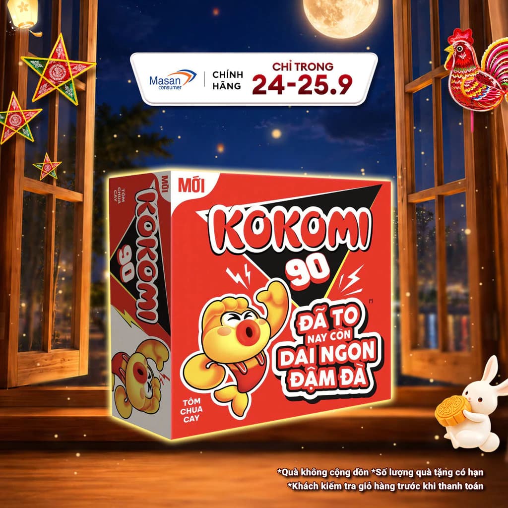 [Chọn vị] Mì Kokomi Đại 90 - Thùng 30 Gói x 90g (Bao bì có thể thay đổi theo đợt nhập hàng)