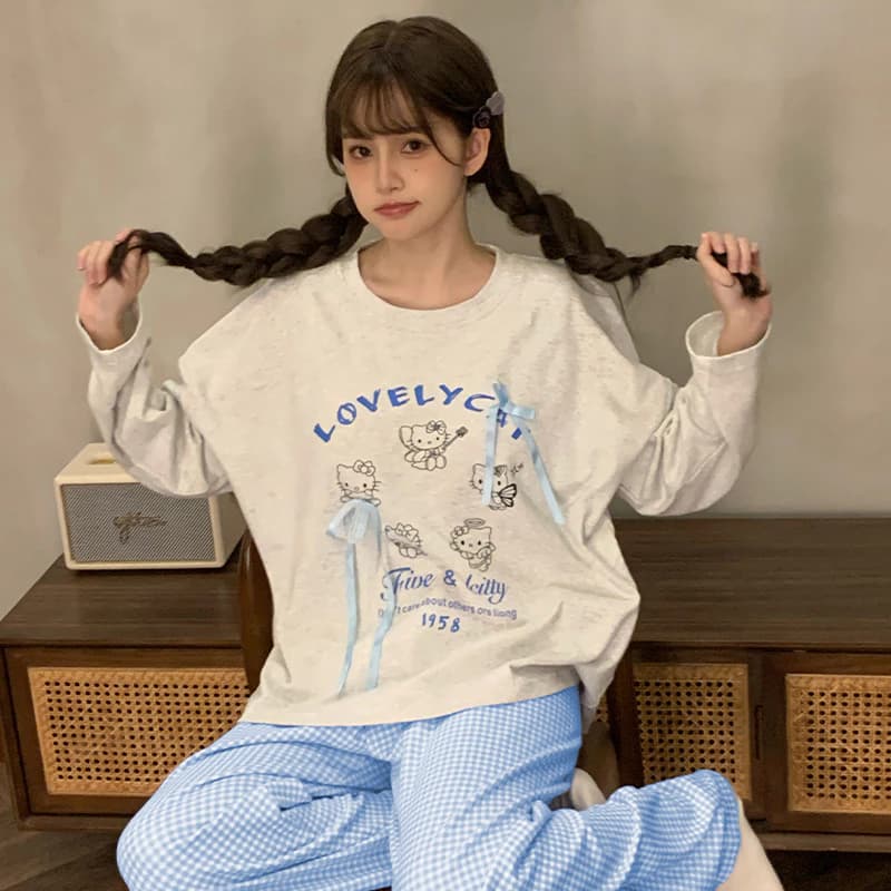 Bộ Đồ Ngủ Nữ Bộ Đồ Ngủ Mùa Thu Đông Tay Dài Đồ Ngủ Người Phụ Nữ Hoạt Hình Mặc Nhà Dễ Thương Mặc Ban Đêm