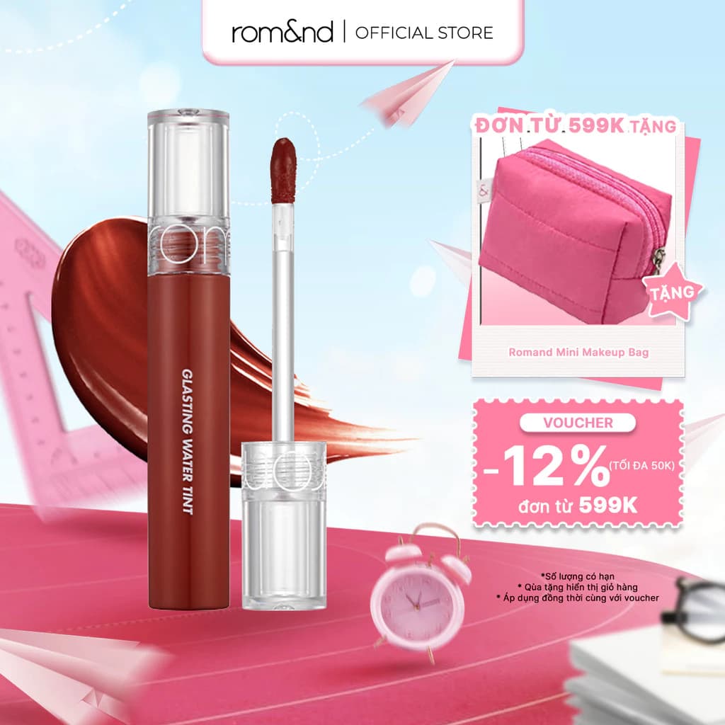 [Rom&nd x KOL] Son tint nước siêu lì, lâu trôi Hàn Quốc Romand Glasting Water Tint 4g