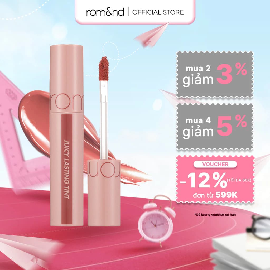 [Rom&nd] [#23 Nucadamia] Son Tint lì cho môi căng mọng Hàn Quốc Romand Juicy Lasting Tint 5.5g