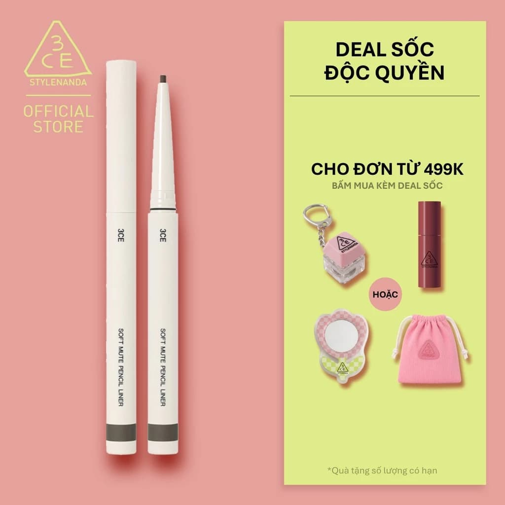 Bút chì kẻ mắt 3CE mềm mại Soft Mute Pencil Liner