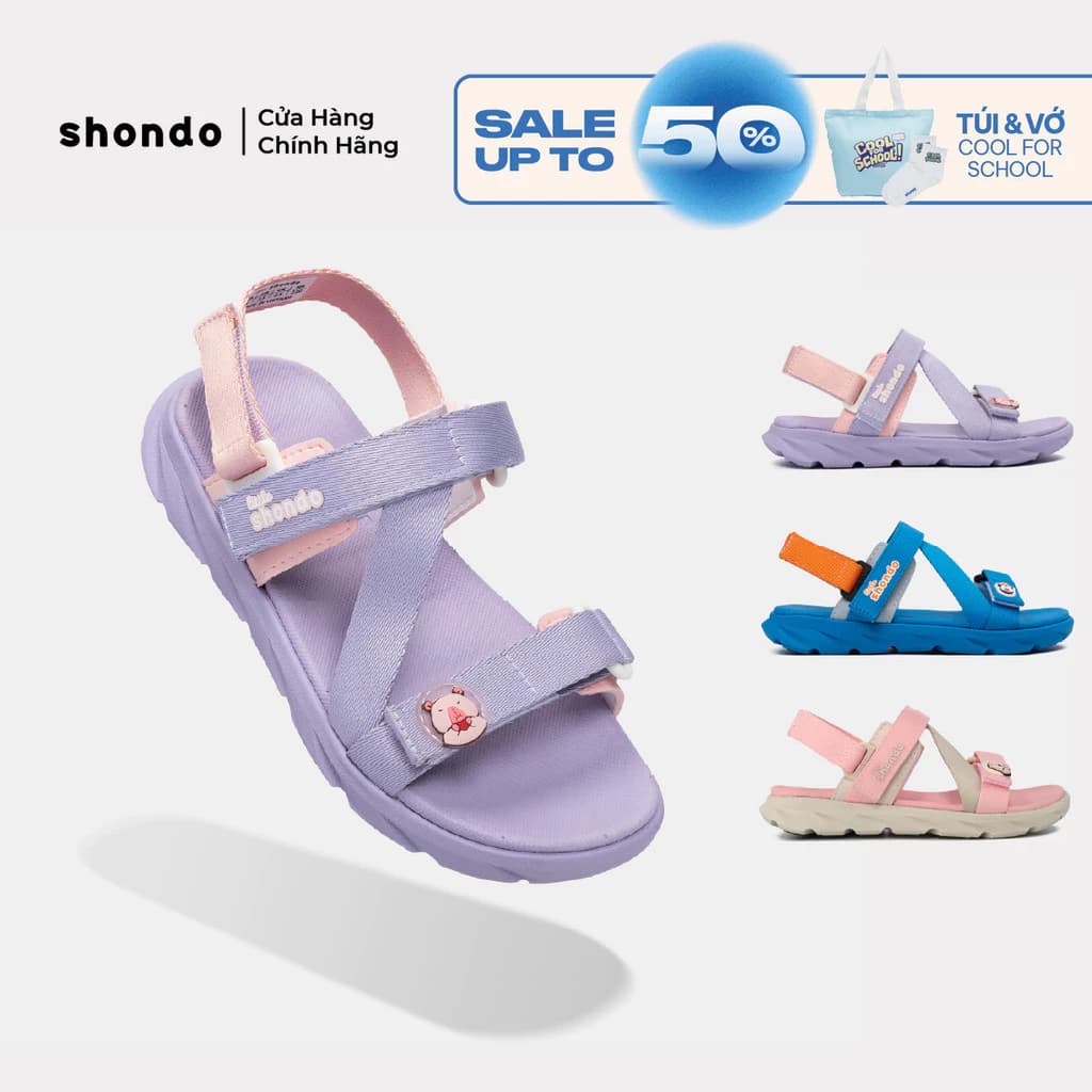 Giày Sandal Trẻ Em Little 6 Tem Khủng Long Thoải Mái, Siêu Nhẹ Shondo Nhiều Màu