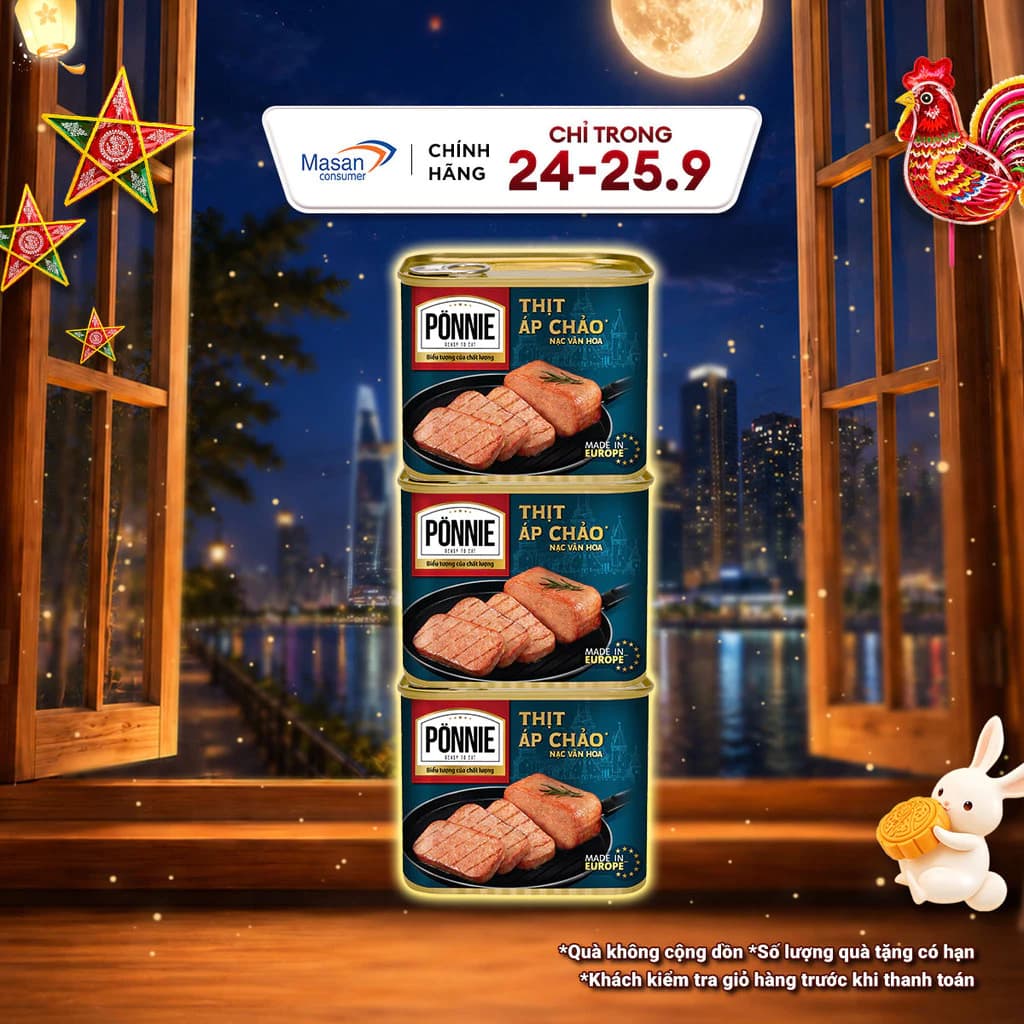 [Chọn loại] Combo 3 hộp Thịt Áp Chảo Ponnie